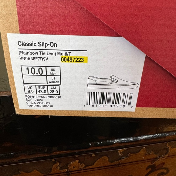 Van’s Rainbow Tie Dye Classic Slip-On Sneakers Men’s 10 NIB $80 Retail - Picture 6 of 6